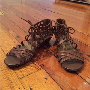 Gorgeous tie up brown sandals